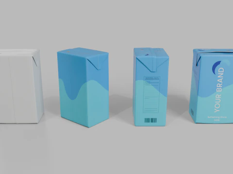 Beverage Carton 330 ml - Customizable Drink Box 3D Model