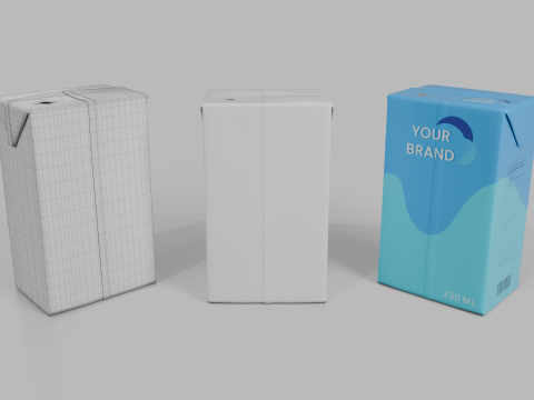 Beverage Carton 330 ml - Customizable Drink Box 3D 模型