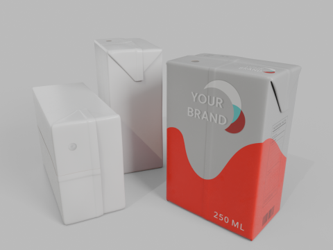 Beverage Carton 250 ml - Customizable Drink Box 3D Model