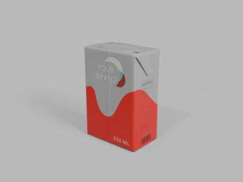 Beverage Carton 250 ml - Customizable Drink Box 3D Model