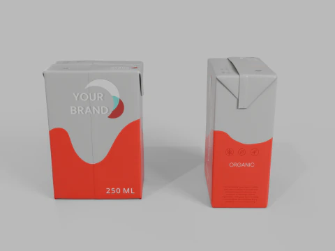 Beverage Carton 250 ml - Customizable Drink Box 3D Model