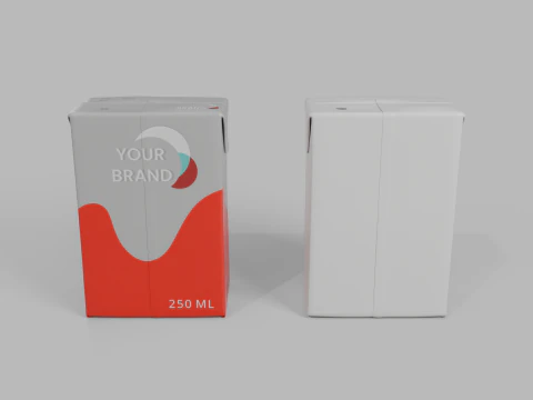 Beverage Carton 250 ml - Customizable Drink Box 3D Model