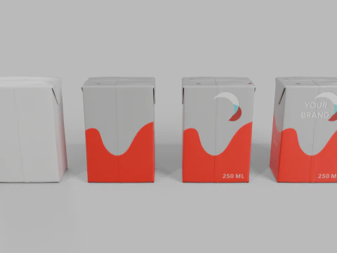 Beverage Carton 250 ml - Customizable Drink Box 3D Model