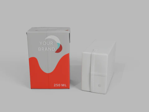 Beverage Carton 250 ml - Customizable Drink Box 3D Model