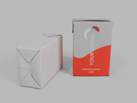 Beverage Carton 250 ml - Customizable Drink Box 3D Модель