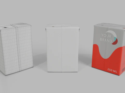 Beverage Carton 250 ml - Customizable Drink Box 3D Model