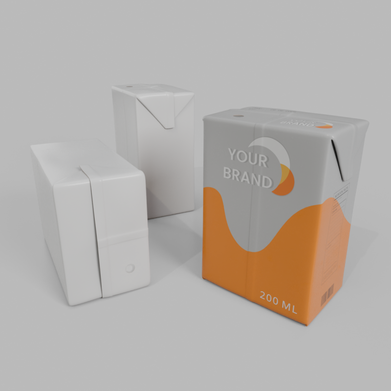 Beverage Carton 200 ml - Customizable Drink Box 3D Модель .c4d .max .obj .3ds .fbx .stl .blend