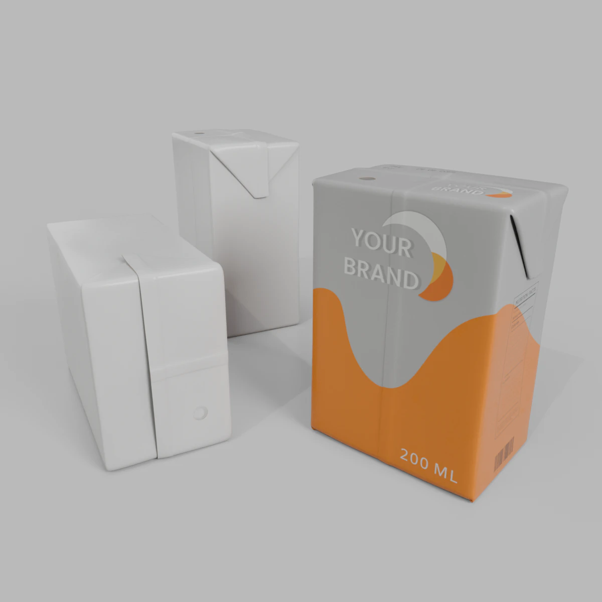Beverage Carton 200 ml - Customizable Drink Box 3D Model .c4d .max .obj .3ds .fbx .stl .blend 