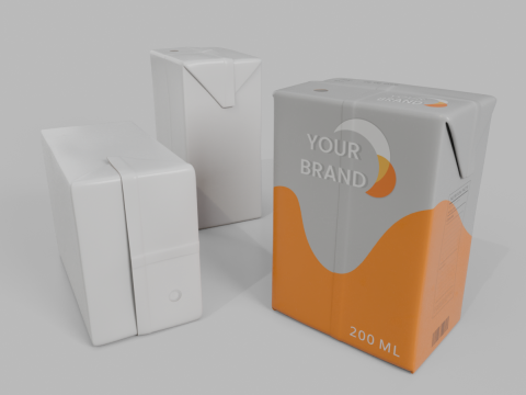 Beverage Carton 200 ml - Customizable Drink Box 3D Модель