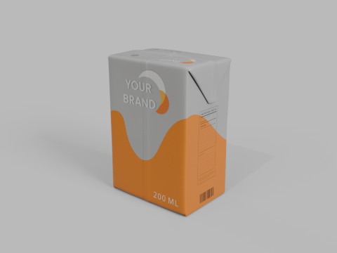 Beverage Carton 200 ml - Customizable Drink Box 3D Модель