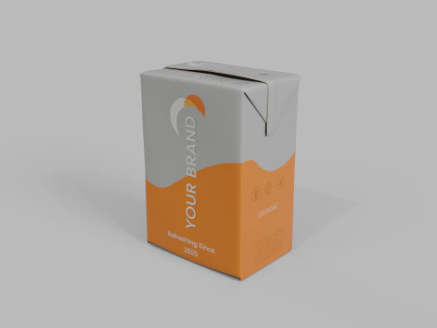 Beverage Carton 200 ml - Customizable Drink Box 3D Model