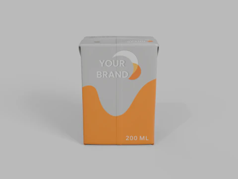 Beverage Carton 200 ml - Customizable Drink Box 3D Model