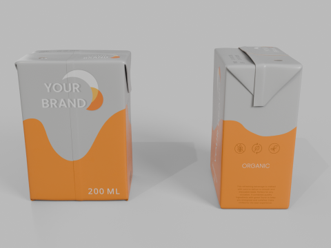 Beverage Carton 200 ml - Customizable Drink Box 3D Модель