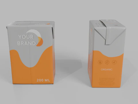 Beverage Carton 200 ml - Customizable Drink Box 3D Model