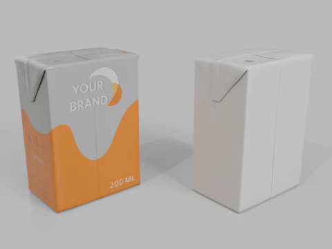 Beverage Carton 200 ml - Customizable Drink Box 3D Model