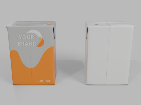 Beverage Carton 200 ml - Customizable Drink Box 3D Модель