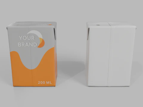 Beverage Carton 200 ml - Customizable Drink Box 3D Model