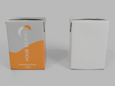 Beverage Carton 200 ml - Customizable Drink Box 3D Модель