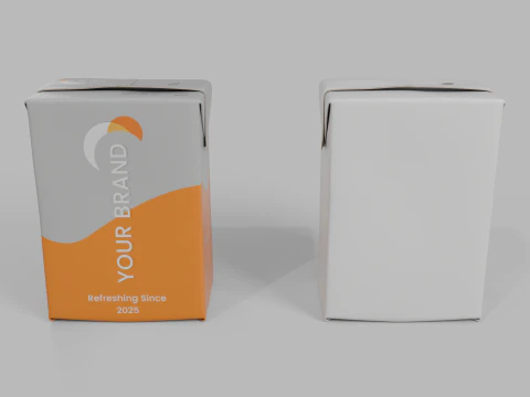Beverage Carton 200 ml - Customizable Drink Box 3D Model