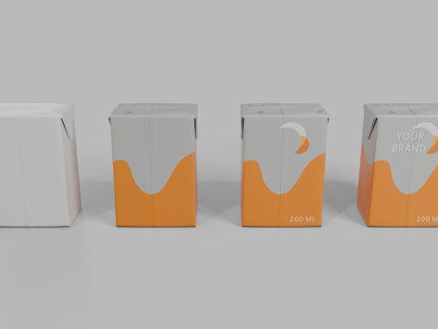 Beverage Carton 200 ml - Customizable Drink Box 3D Модель