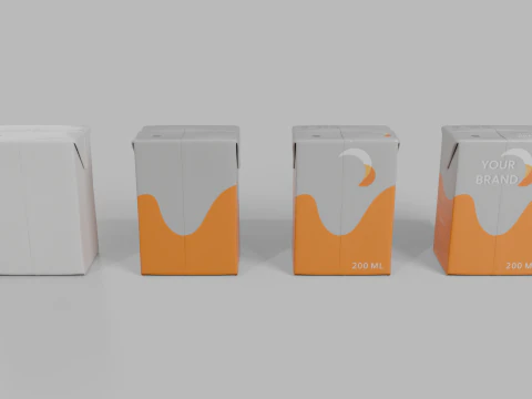 Beverage Carton 200 ml - Customizable Drink Box 3D Model
