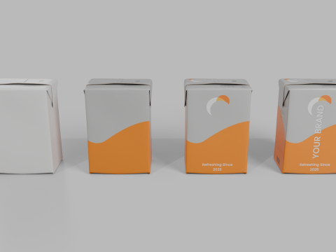 Beverage Carton 200 ml - Customizable Drink Box 3D Модель