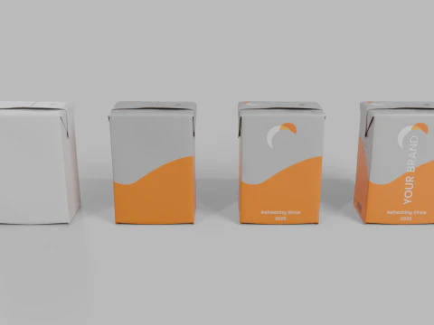 Beverage Carton 200 ml - Customizable Drink Box 3D Model