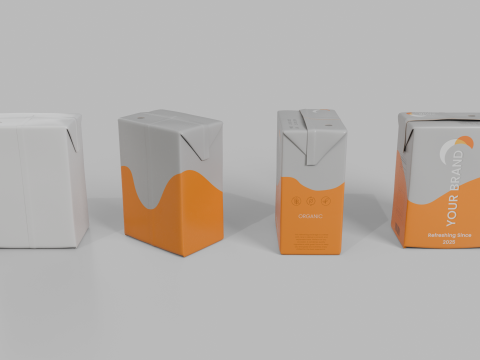Beverage Carton 200 ml - Customizable Drink Box 3D Модель