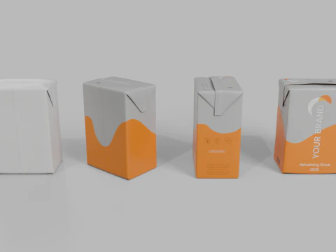 Beverage Carton 200 ml - Customizable Drink Box 3D Model