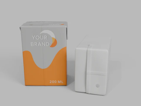 Beverage Carton 200 ml - Customizable Drink Box 3D Model