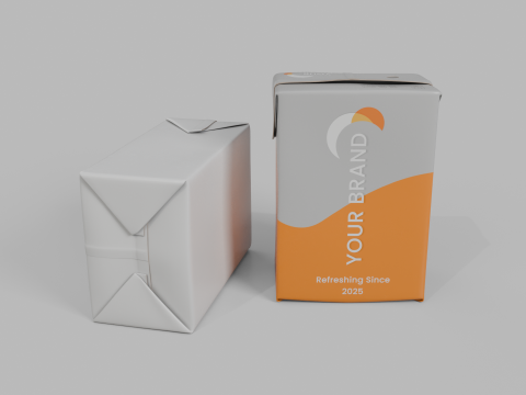 Beverage Carton 200 ml - Customizable Drink Box 3D Модель