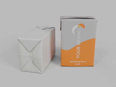 Beverage Carton 200 ml - Customizable Drink Box 3D Model