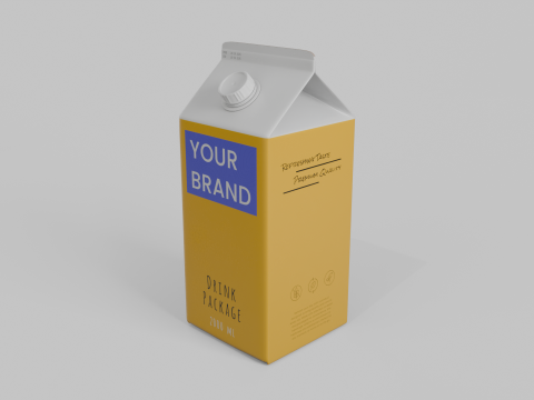 Beverage Carton 2000 ml - Customizable Gable-Top Drink Box Modello 3D