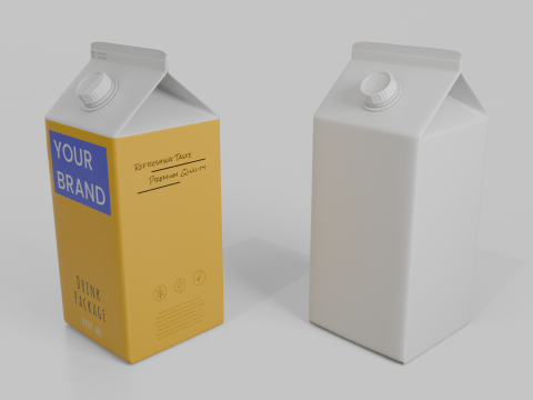 Beverage Carton 2000 ml - Customizable Gable-Top Drink Box Modello 3D