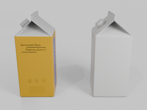 Beverage Carton 2000 ml - Customizable Gable-Top Drink Box Modello 3D