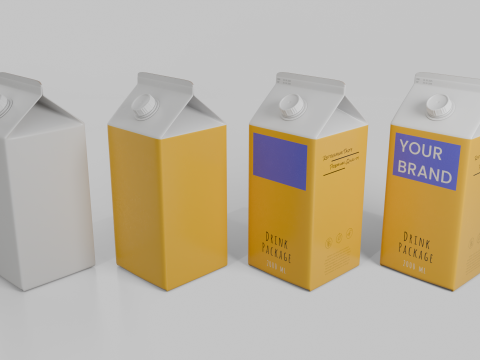 Beverage Carton 2000 ml - Customizable Gable-Top Drink Box Modello 3D