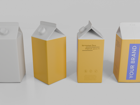 Beverage Carton 2000 ml - Customizable Gable-Top Drink Box Modello 3D