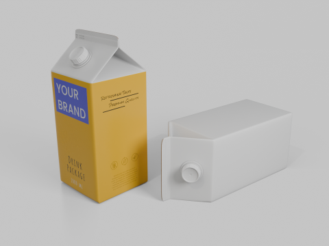 Beverage Carton 2000 ml - Customizable Gable-Top Drink Box Modello 3D