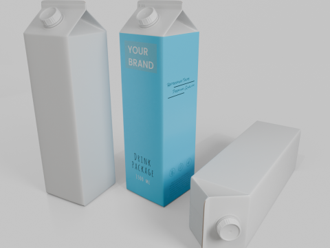 Beverage Carton 1500 ml - Customizable Gable-Top Drink Box 3D मॉडल