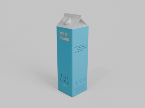 Beverage Carton 1500 ml - Customizable Gable-Top Drink Box Model 3D