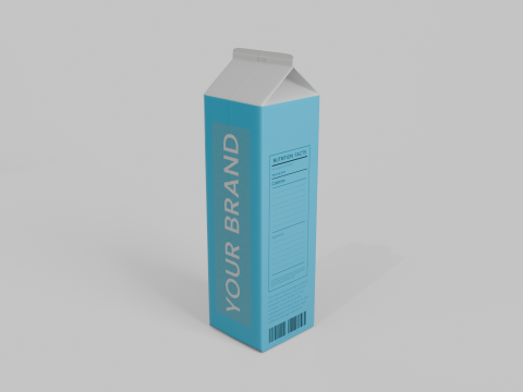 Beverage Carton 1500 ml - Customizable Gable-Top Drink Box Model 3D