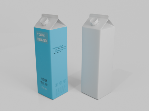 Beverage Carton 1500 ml - Customizable Gable-Top Drink Box Model 3D