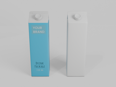 Beverage Carton 1500 ml - Customizable Gable-Top Drink Box Model 3D