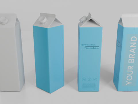 Beverage Carton 1500 ml - Customizable Gable-Top Drink Box Model 3D