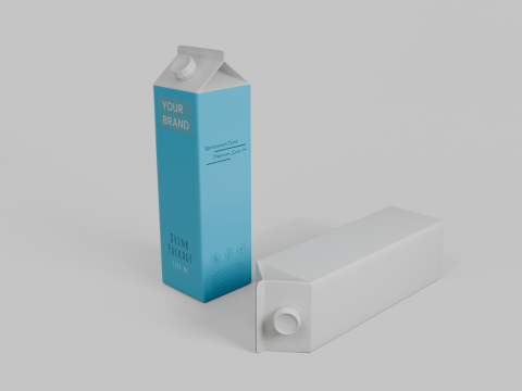 Beverage Carton 1500 ml - Customizable Gable-Top Drink Box Model 3D