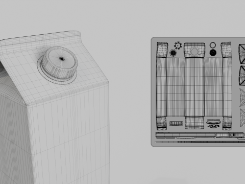 Beverage Carton 1500 ml - Customizable Gable-Top Drink Box Model 3D