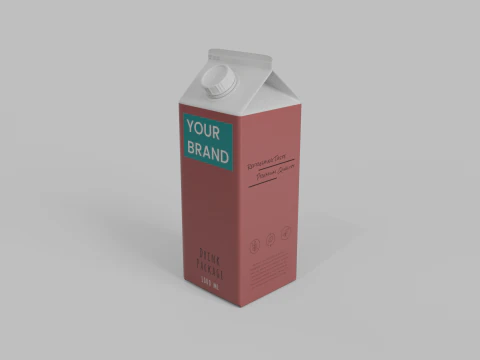 Beverage Carton 1000 ml - Customizable Gable-Top Drink Box 3D Model