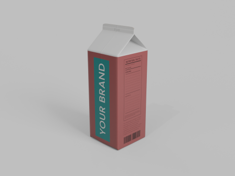 Beverage Carton 1000 ml - Customizable Gable-Top Drink Box 3D 模型