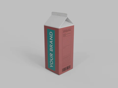 Beverage Carton 1000 ml - Customizable Gable-Top Drink Box 3D Model