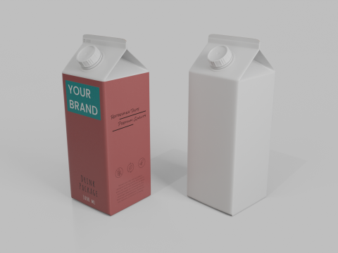 Beverage Carton 1000 ml - Customizable Gable-Top Drink Box 3D 模型